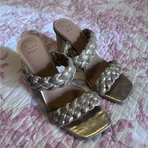 A New Day Women's Metallic Braided Heels